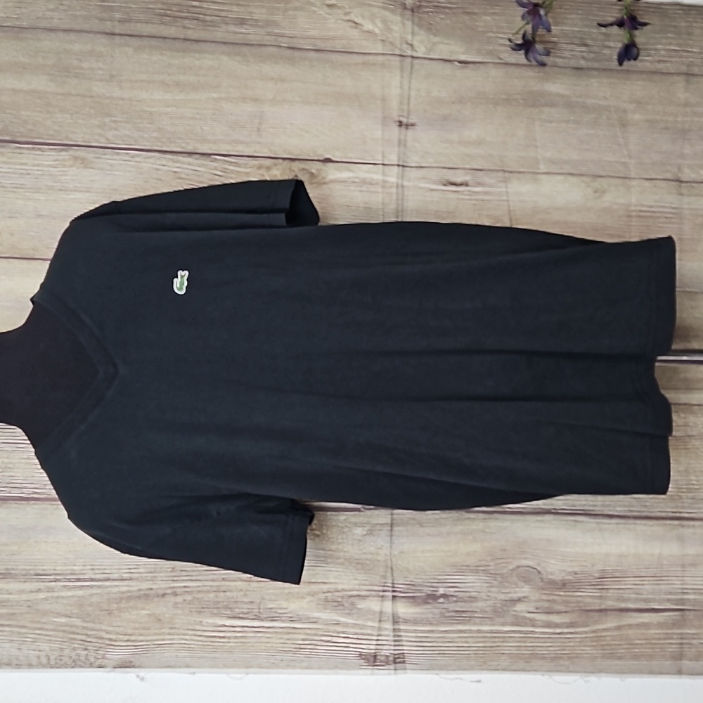 Lacoste V-Neck Blk Tshirt Men Size 5